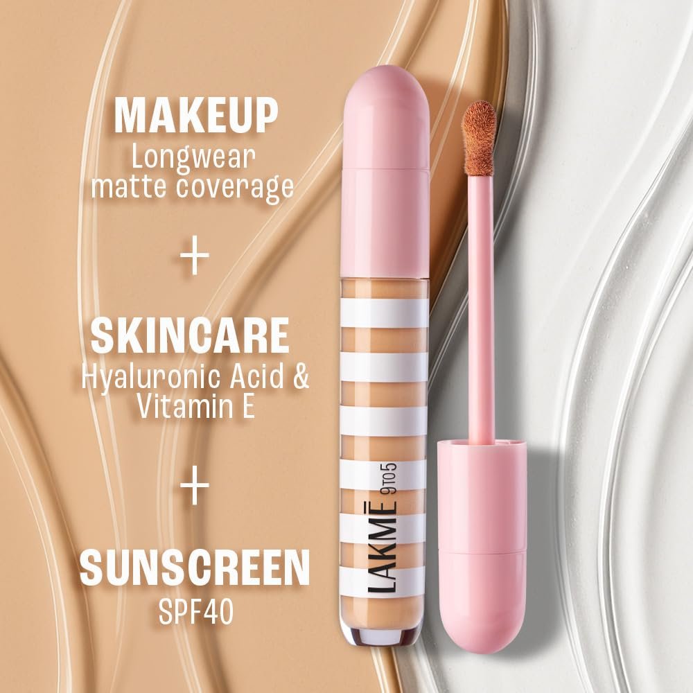 Lakme 9to5 Hya Beach Edit Colour Correcting + Brightening Concealer, SPF 40, Light 1, 6ml thumbnail
