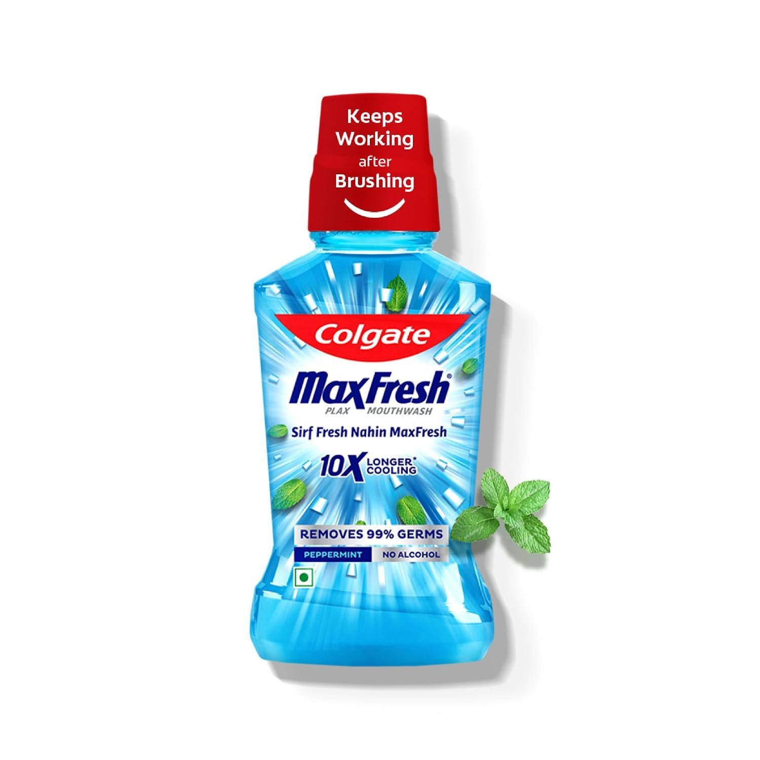 Colgate Plax Pepper Mint Mouthwash, 0% Alcohol, Antibacterial Mouth Wash for Bad Breath, Cavity Protection & Germ Defense for Adults, 500ml
