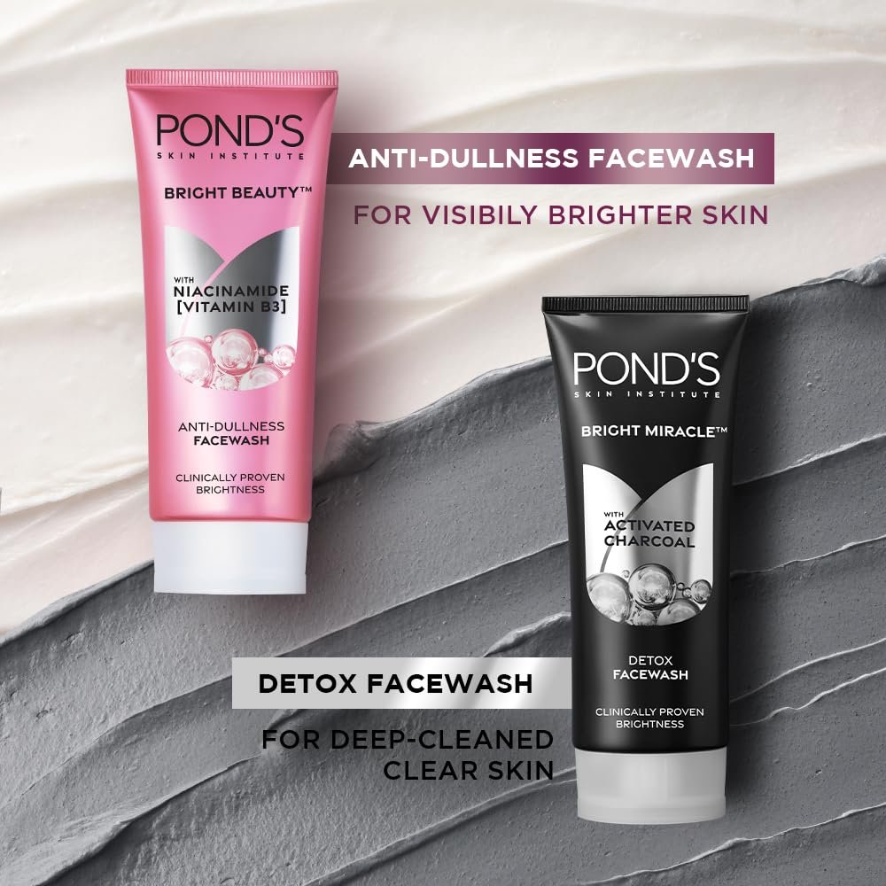 POND'S Pure Detox Face Wash 100 g|| Daily Exfoliating & Brightening Cleanser|| Deep Cleans Oily Skin - With Activated Charcoal for Fresh|| Glowing Skin thumbnail