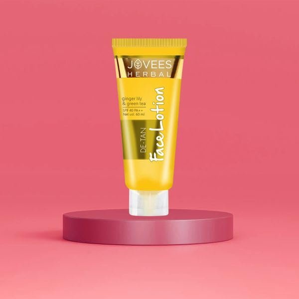 Jovees Herbal De-Tan Lotion SPF 40 PA++ For Hydrated and Glowing skin | Lightweight UVA/UVB Protection | Prevents Tanning and Pigmentation | All Skin Type 60ml thumbnail