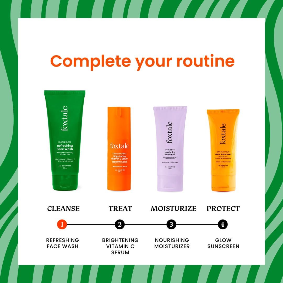Foxtale Refreshing Face Wash for Deep Cleansing with Niacinamide, Hydrates & Brightens, Non-Drying Cleanser for Glowing Skin, Men & Women, For All Skin Types - 100 ml thumbnail
