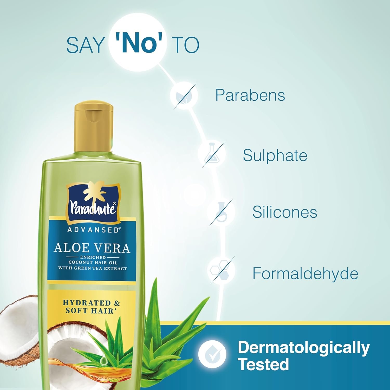 Parachute Advansed Aloe Vera Enriched Coconut Hair Oil for Hydrated & Soft Hair | Intense Nourishment for Locking in Moisture - 300 ML thumbnail