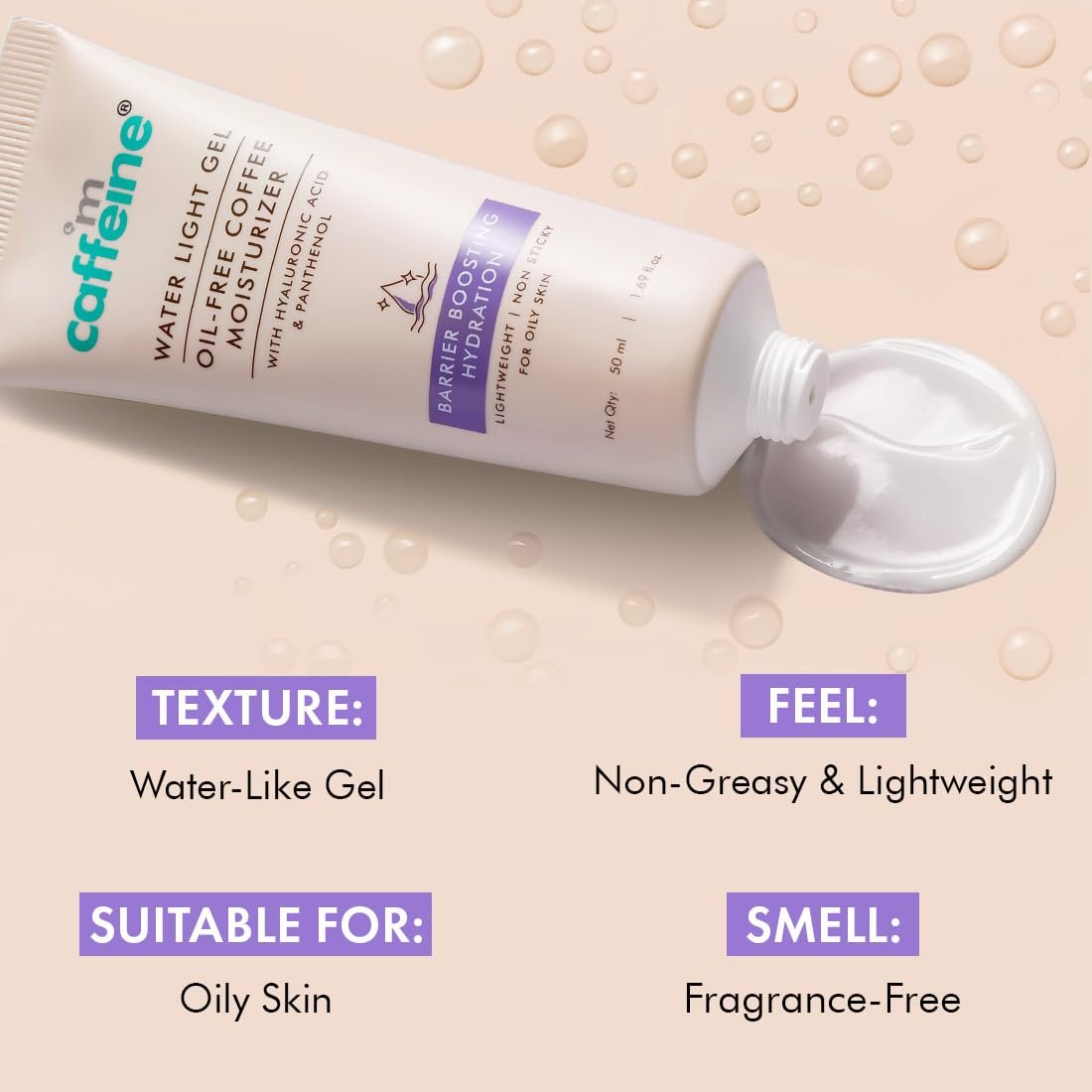 mCaffeine Water Light Gel Oil-free Coffee Moisturizer | Deep Skin Hydration & Barrier Boost with Ceramide Moisturizer | Face Cream for Women and Men | 50ml thumbnail