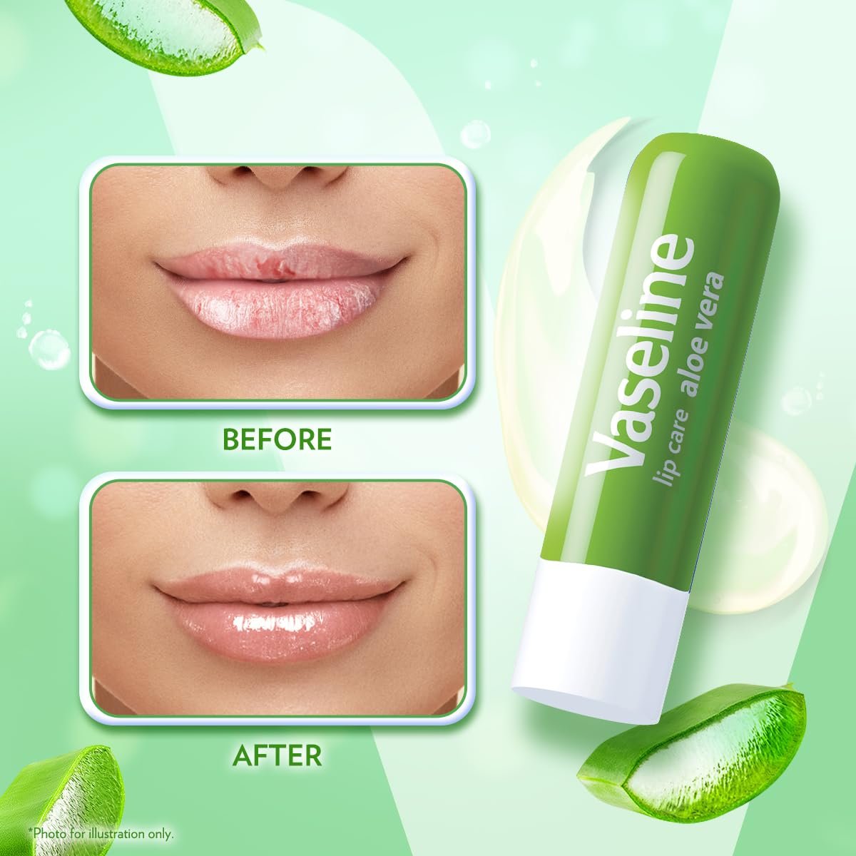 Vaseline Lip Care | Aloe Vera Lip Balm Stick | Up to 48Hr moisturization | with aloe extract & petroleum jelly | made in South Korea | 4.8g thumbnail