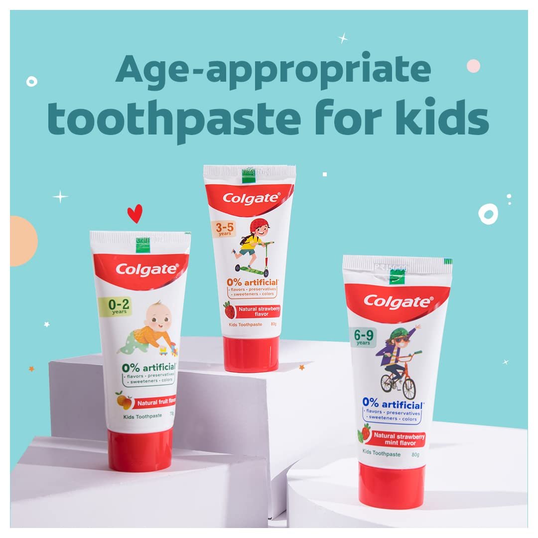 Colgate Toothpaste For Kids Cavity Protection (0-2 Years), Natural Fruit Flavour Tooth Paste, Sls & Fluoride Free - 70G Tube thumbnail