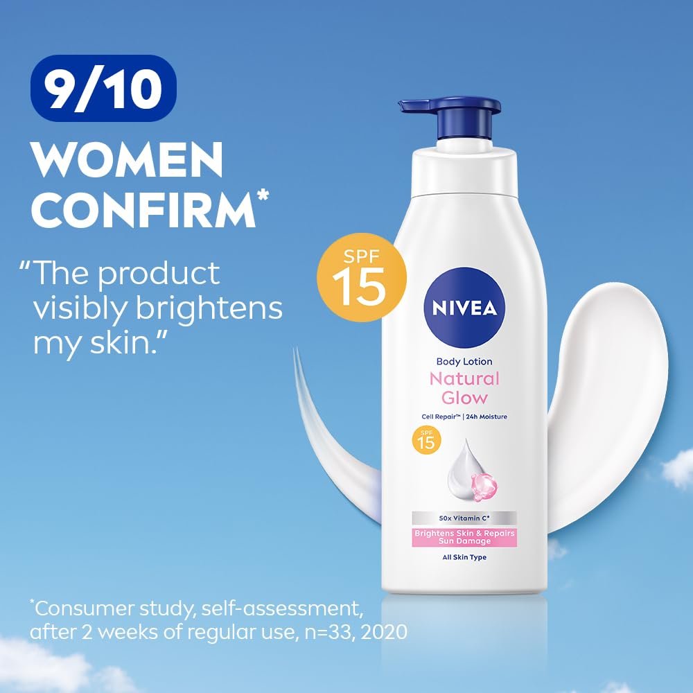NIVEA Natural Glow Cell Repair Body Lotion with SPF 15 And UV A & B Filters 400ml thumbnail