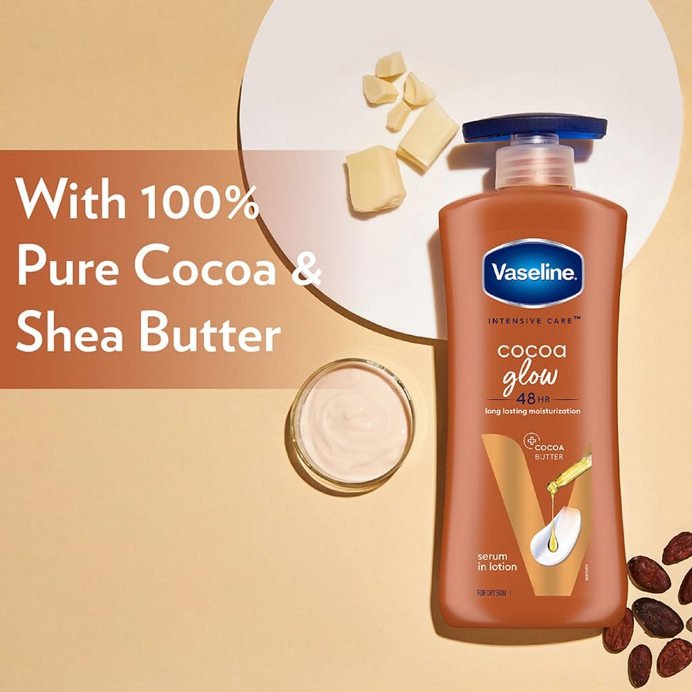 Vaseline Cocoa Glow Serum In Lotion, 400 ml | 100% Pure Cocoa & Shea Butter for Glowing & Soft Skin thumbnail