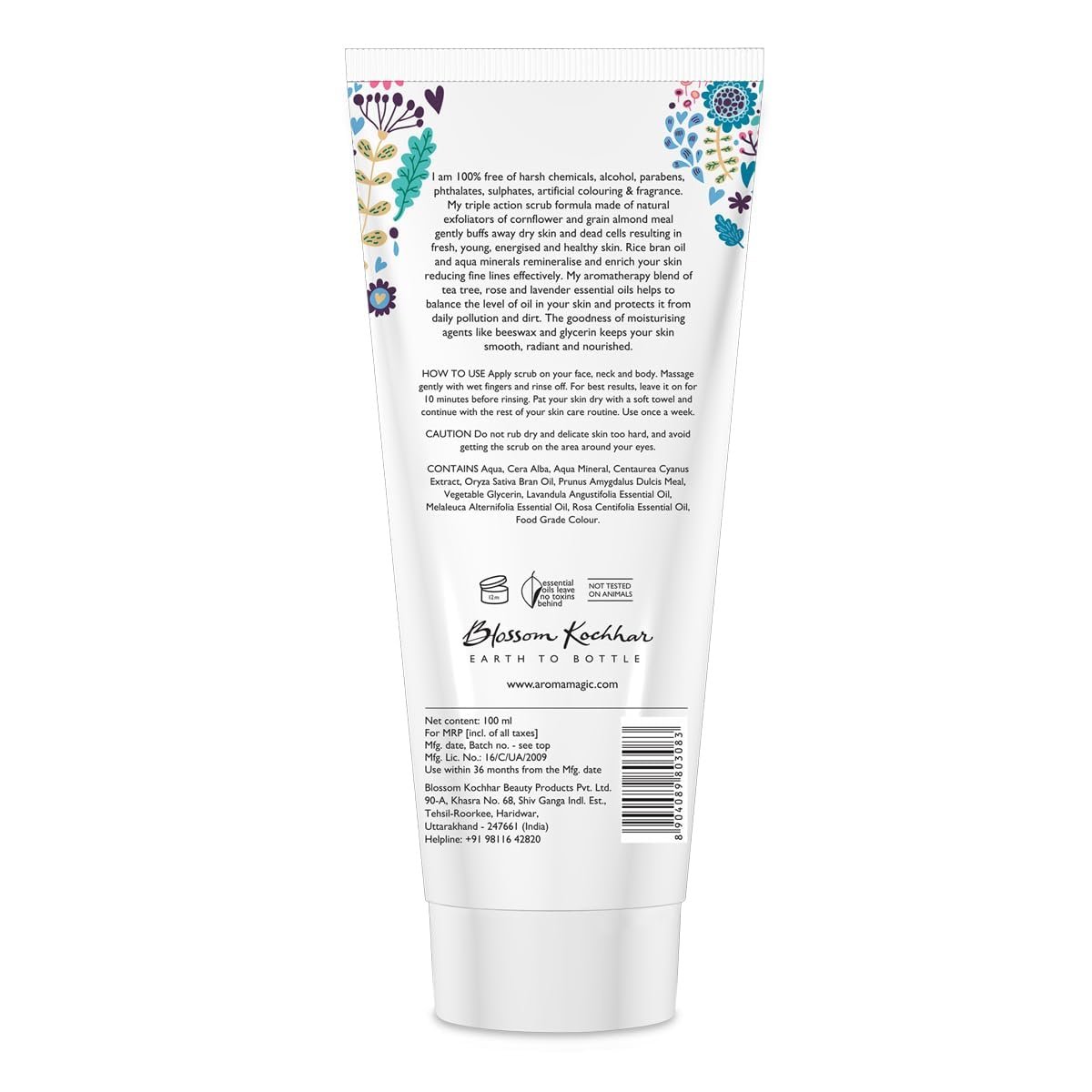 Aroma Magic Mineral Glow Scrub | Exfoliates, reduces fine lines, brightens & boosts hydration| With beeswax, vegetable glycerine, lavender, tea tree & rose essential oils | 100ml thumbnail