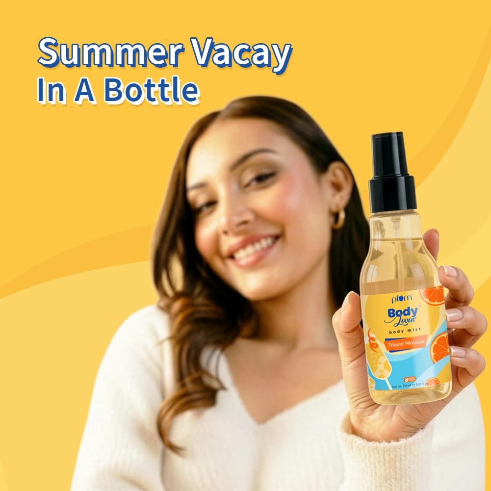 Plum BodyLovin' Trippin' Mimosas Body Mist | Long Lasting Citrus Fragrance For Women & Men With Grapefruit, Red Berries & Musk |Body Spray 150 ml thumbnail