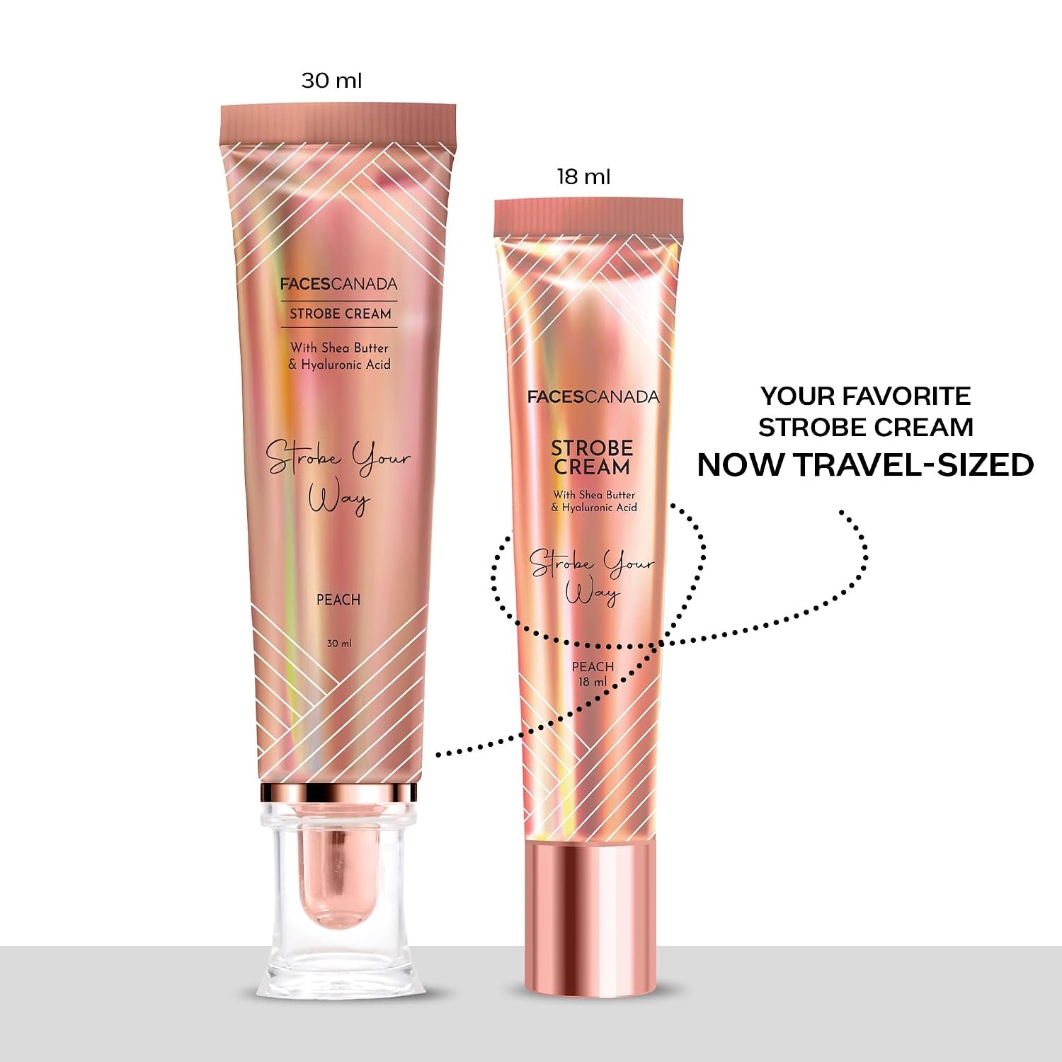 FACES CANADA Strobe Cream Mini- Peach, 18ml | Primer + Highlighter + Moisturizer | Illuminating & Glowing Makeup Base thumbnail