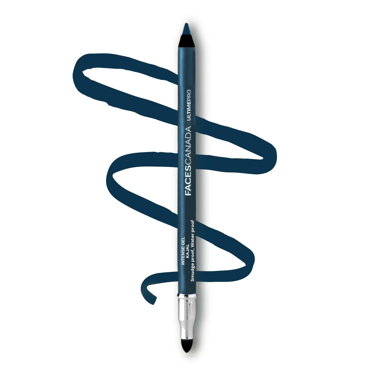 ACES CANADA Ultime Pro Intense Gel Kajal With Smudger & Sharpener - Blue, 1.2 g | 24 Hr Long Stay | Waterproof & Smudgeproof | One Swipe Smooth Application | 3-in-1 Kajal, Eyeliner, Smokey E