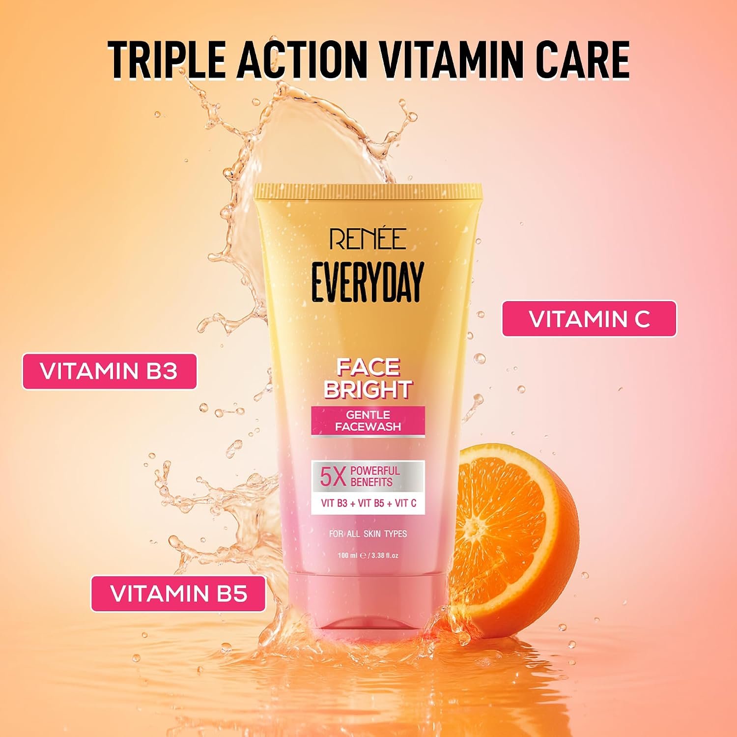 RENEE Everyday Face Bright Gentle Face Wash For Fresh, Clean Skin | Hydrates, Brightens Skin, Reduces Oil | With Vitamin B3, B5, and C | Facewash for Women & Men of All Skin Types | 100 Ml thumbnail