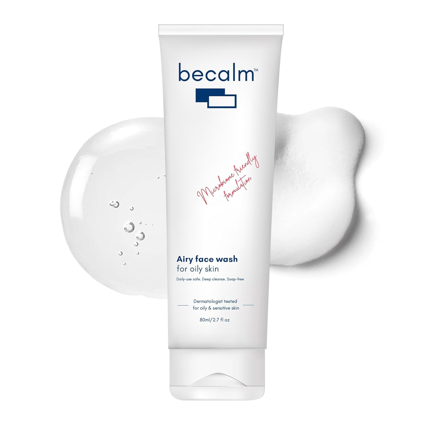 Becalm Daily Salicylic Acid Face Wash for Oily and Acne Prone Skin | Airy face wash for Men & Women | Soap & Sulphate free | Oil, Acne, Dullness, Pore control |
