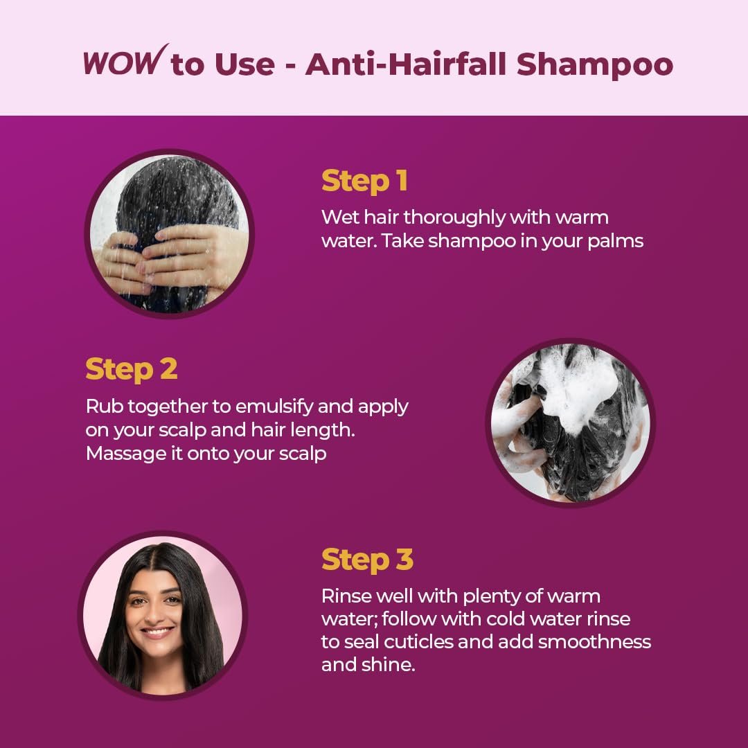 WOW Skin Science Onion + Collagen Anti-Hairfall Shampoo | Controls Hair fall | Helps Strengthen Hair | No Sulphate No Paraben | For Men & Women - 250ml thumbnail