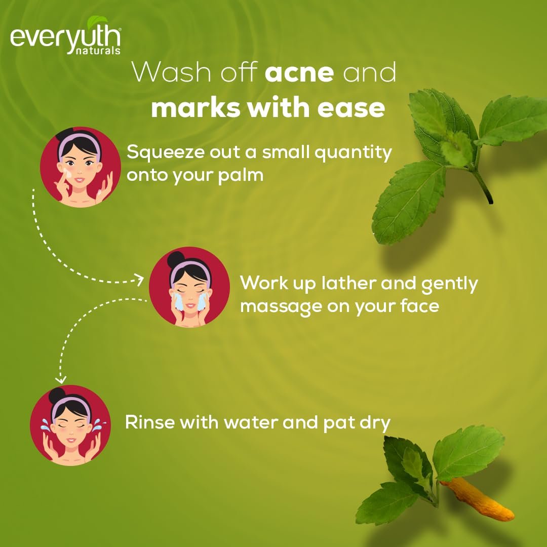 Everyuth Naturals Anti Acne Anti Marks Tulsi Turmeric Face Wash | Tulsi & Turmeric | Reduces Pimples, Acne Marks & Blemishes | 150g Tube thumbnail
