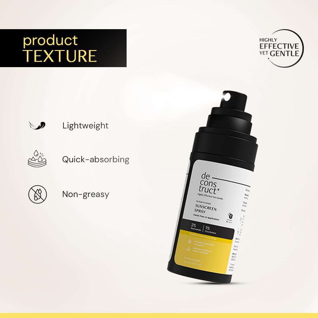 Deconstruct Sunscreen Spray SPF 50 PA++++ | With Niacinamide & Cica Extract | No Rub Formula | Lightweight Broad Spectrum Protection | Quick Absorbing, Non-Sticky, Water Resistant| 50g thumbnail