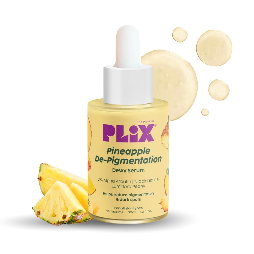 The Plant Fix Plix 2% Alpha Arbutin Pineapple De-Pigmentation Dewy Face Serum for Pigmentation & Dark Spots Removal for Unisex with 10% Niacinamide, 5% PHA for All Skin, 30ml