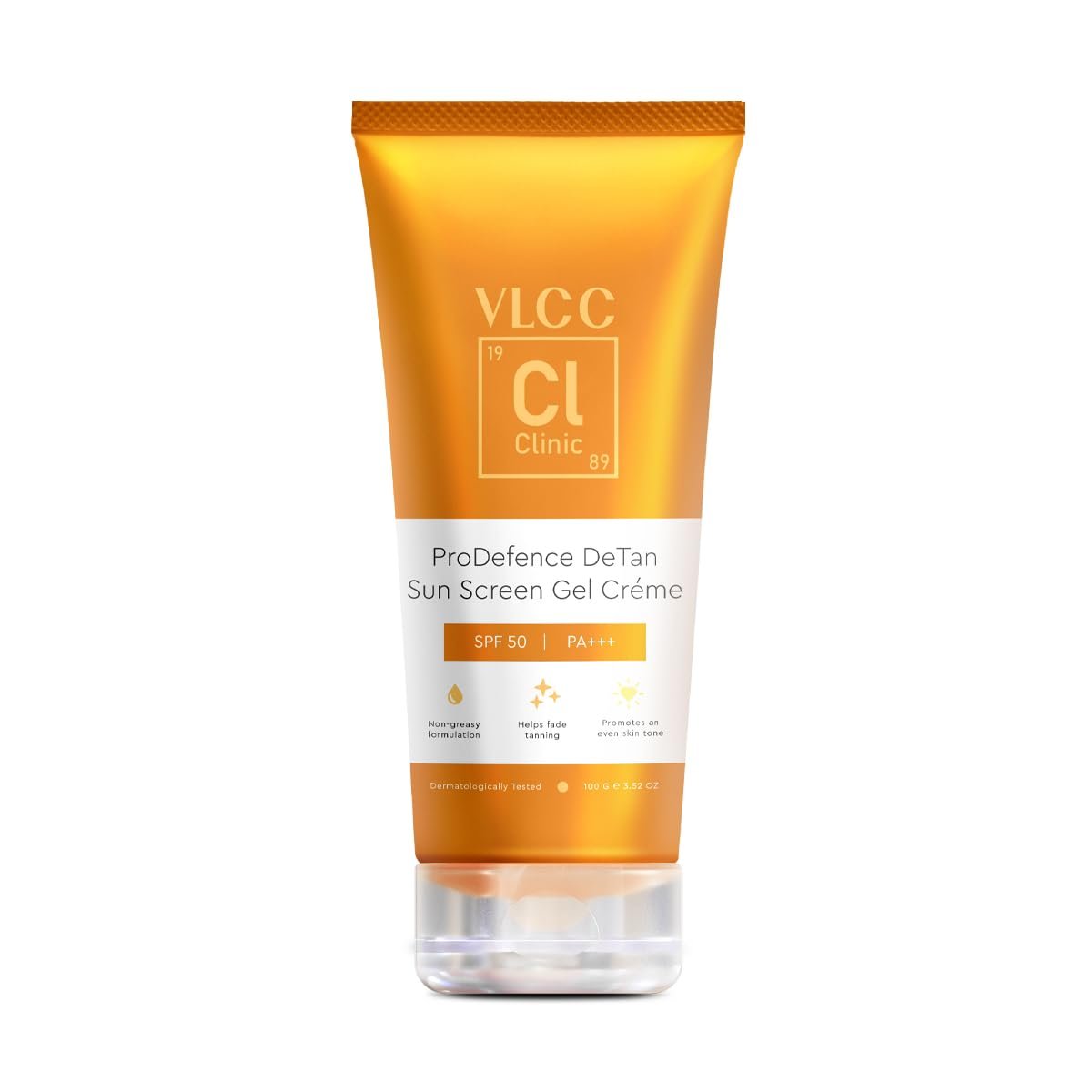 VLCC Clinic Prodefence De Tan Spf 50 Pa+++ Sun Screen Gel Crème - 100G|Sun Protection|Uv Protection|Anti-Sun Damage|Spf 50 Sunscreen For All Skin Type