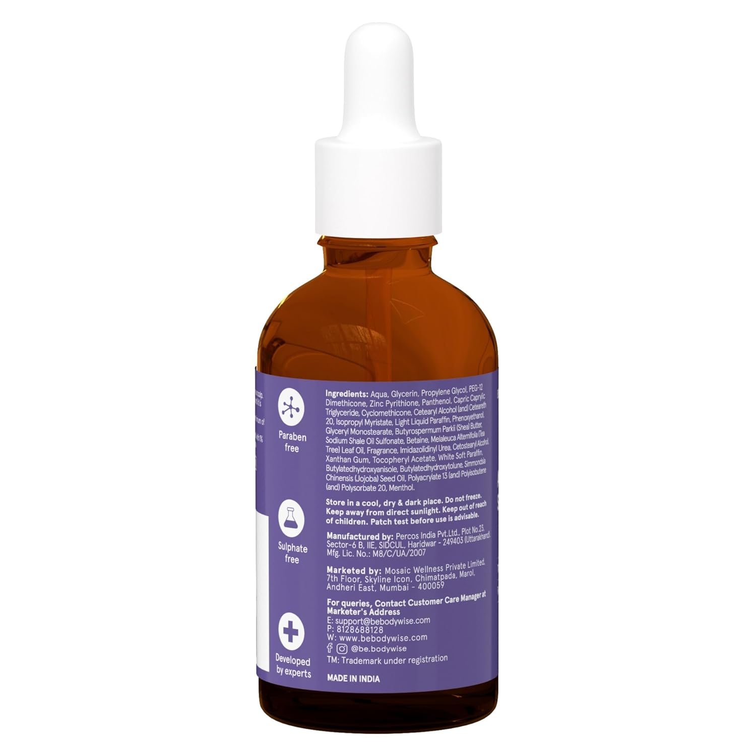 Be bodywise Anti Dandruff Scalp Serum 50ml | Fights Dandruff, Reduces flaky & itchy scalp | With Ichthyol Pale, Zinc Pyrithione, & Tea Tree Oil | Paraben & Sulphate free thumbnail