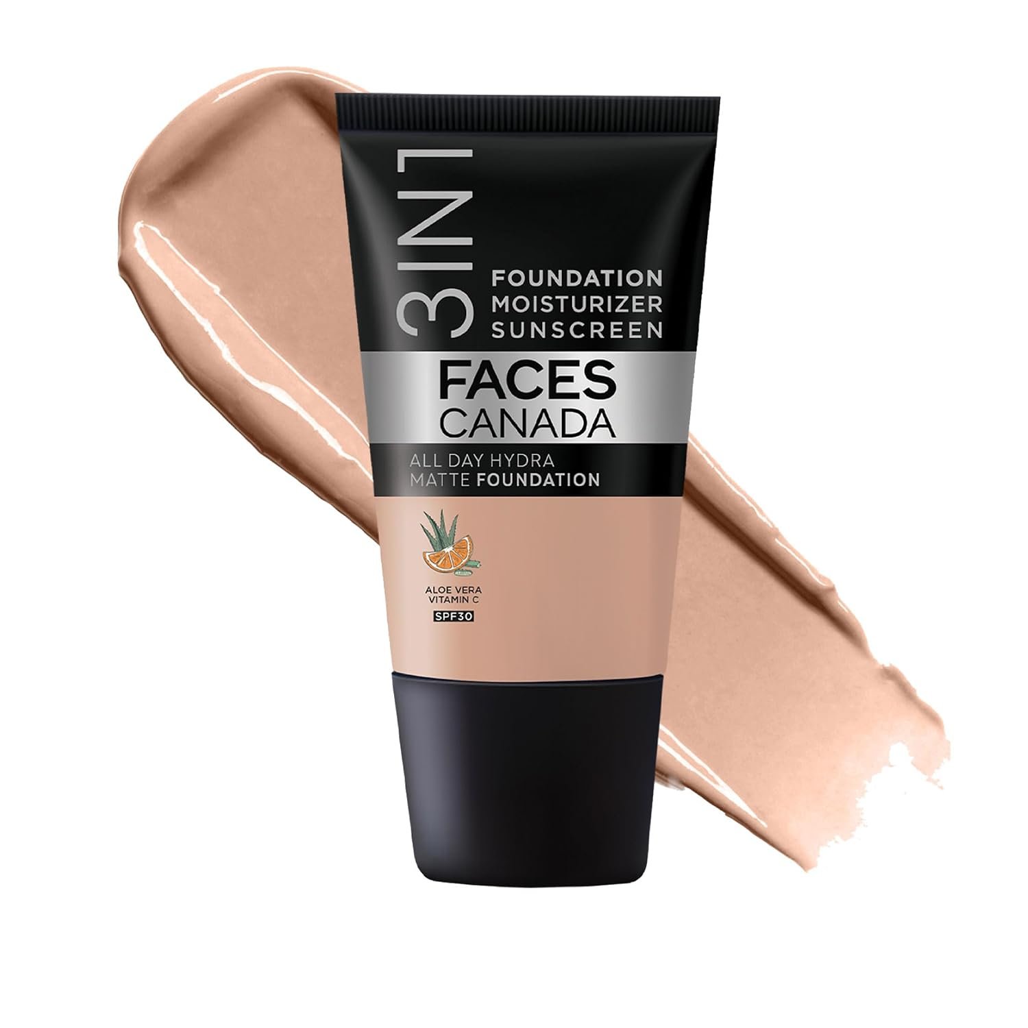 FACES CANADA All Day Hydra Matte Foundation - Mini | 3in1 Foundation + Moisturizer + SPF 30 |  Warm Natural (18 ml)