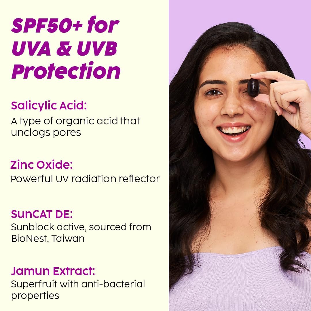 PLIX THE PLANT FIX Jamun Matte Invisible Sunscreen | In Vivo Tested SPF 50+ PA+++ | For Oily, Acne-Prone skin | Lightweight, No White Cast thumbnail