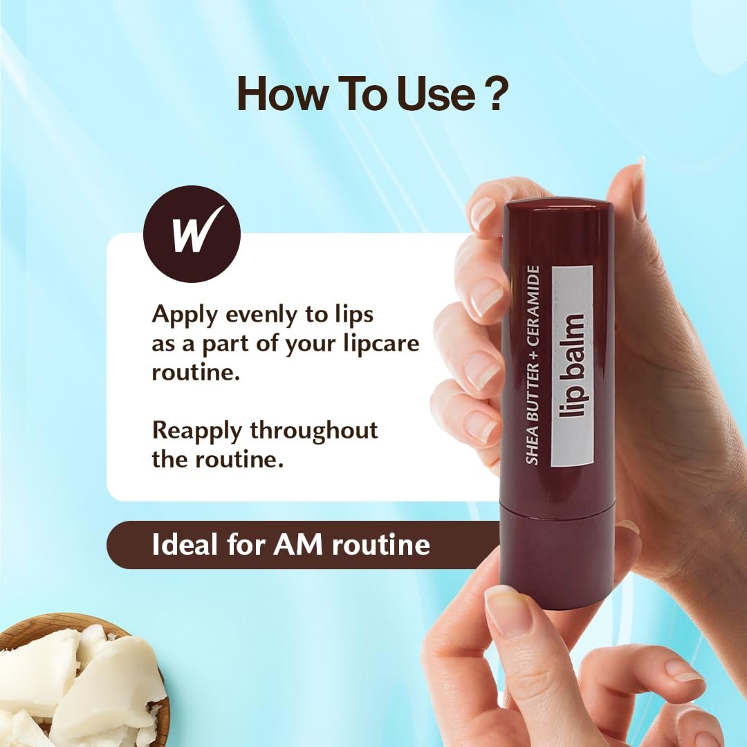 WOW Skin Science Shea Butter Nourishing Lip Balm with Ceramides – Hydrating Lip Balm for Dry, Chapped Lips | Strengthens Lip Skin Barrier | SPF 30 | 4g thumbnail