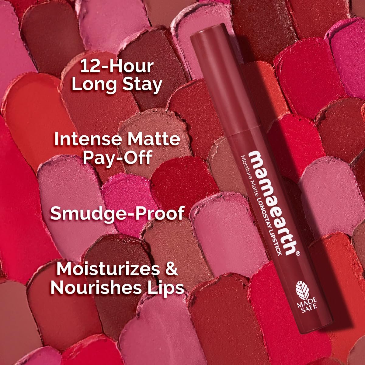 Mamaearth Moisture Matte Longstay Lipstick with Avocado Oil & Vitamin E for 12 Hour Long Stay-20 Red Caramel - 2 g thumbnail