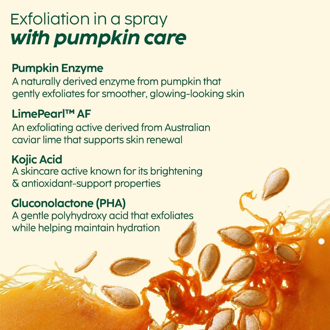 PLIX The Plant Fix Pumpkin Enzyme Body Exfoliating Spray with Kojic Acid & PHA | Exfoliating Body Spray for Smooth, Bright & Refined-Looking Skin | Helps Remove Dead Skin & Uneven Tone | 200 thumbnail
