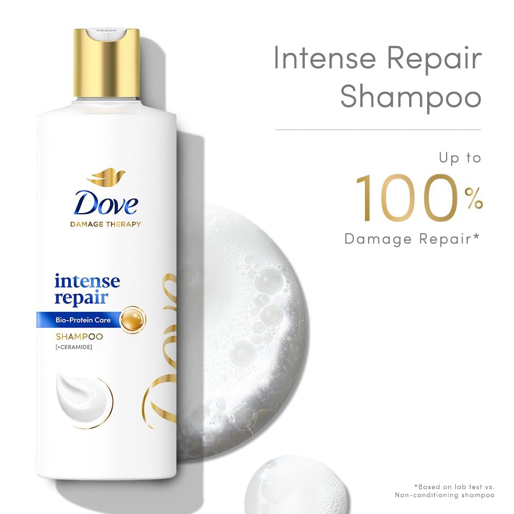 Dove Intense Repair Shampoo 340 ml || Repairs Dry and Damaged Hair || Strengthening Shampoo for Smooth & Strong Hair thumbnail