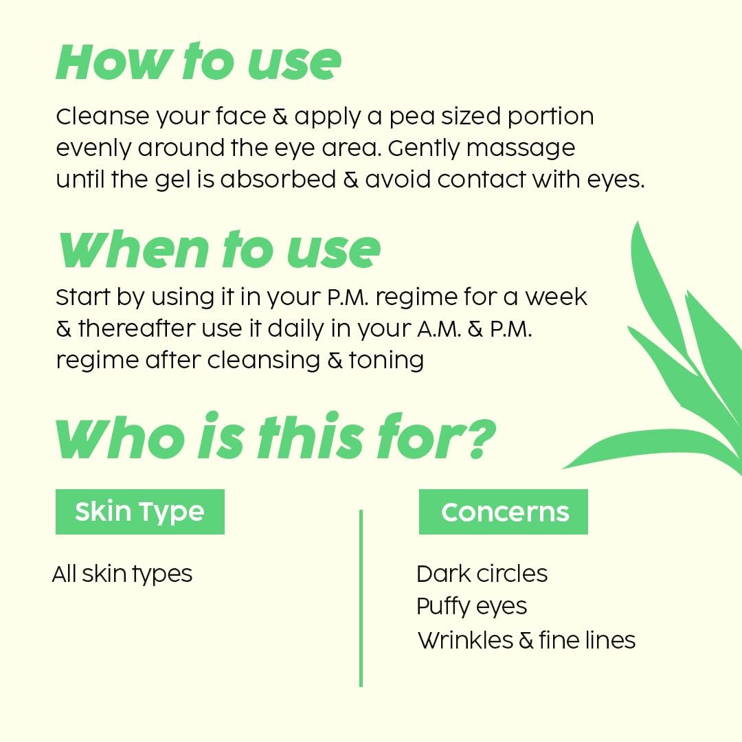 Plix Guava Fresh Under-Eye Gel | Reduces Dark Cirles & Puffiness | Reduces Fine Lines | With 3% Niacinamide, Vitamin E & Caffeine | 100% Vegan | 15 gms thumbnail