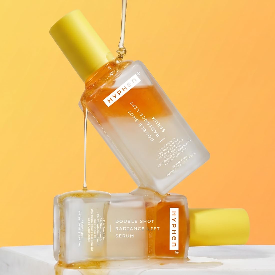 Hyphen 18% Brightening + 20% Collagen Face Serum | Double Shot Serum with 11% Mandarin 5% Niacinamide 2% PGA & Bakuchiol | Summer Skincare | Brightening, Hydrating & Collagen Boost | - 50ml thumbnail
