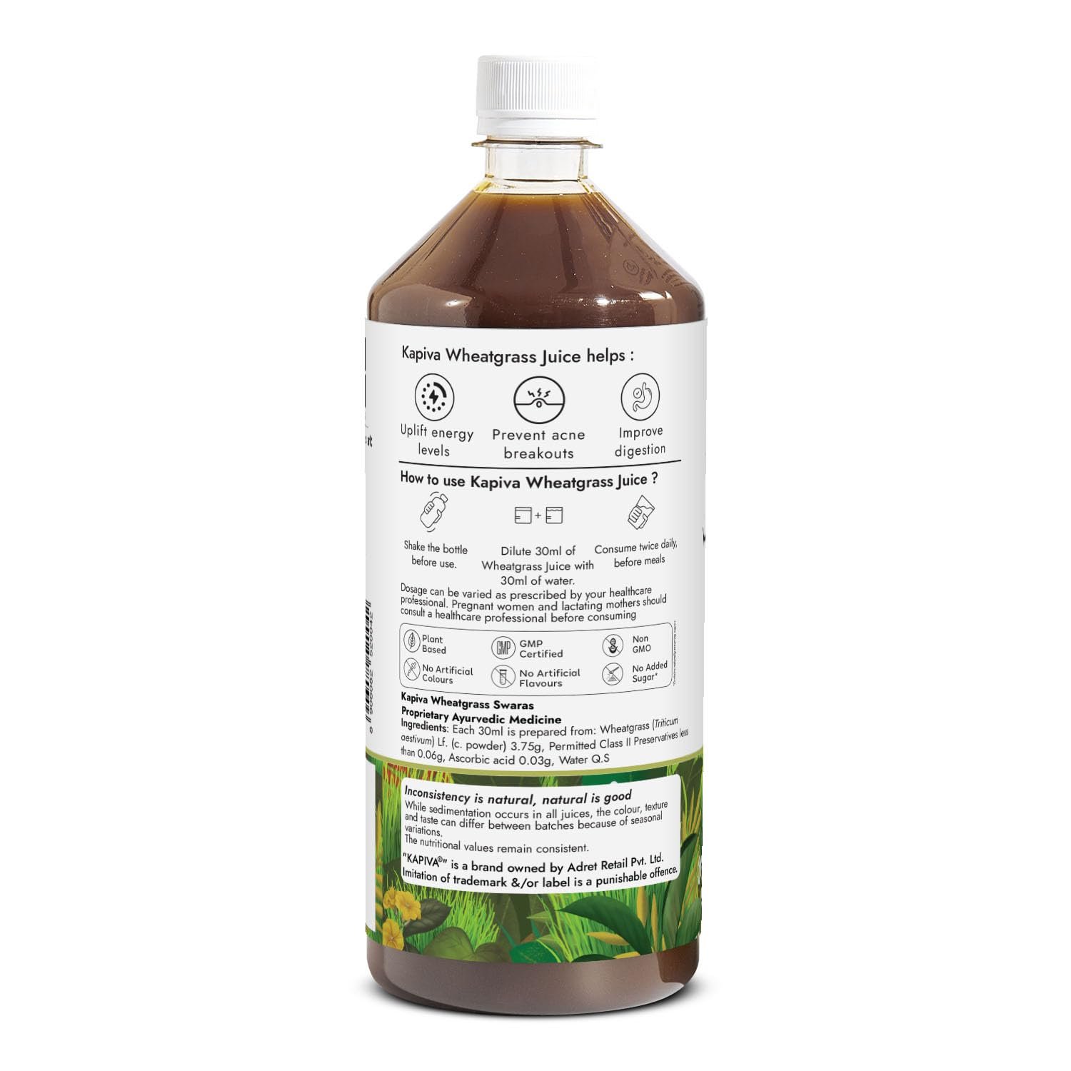 Kapiva Wheatgrass Juice 1L - Help's to Detoxify the Liver, Cleanse the Digestive System, Boost Metabolism & Purify Blood thumbnail