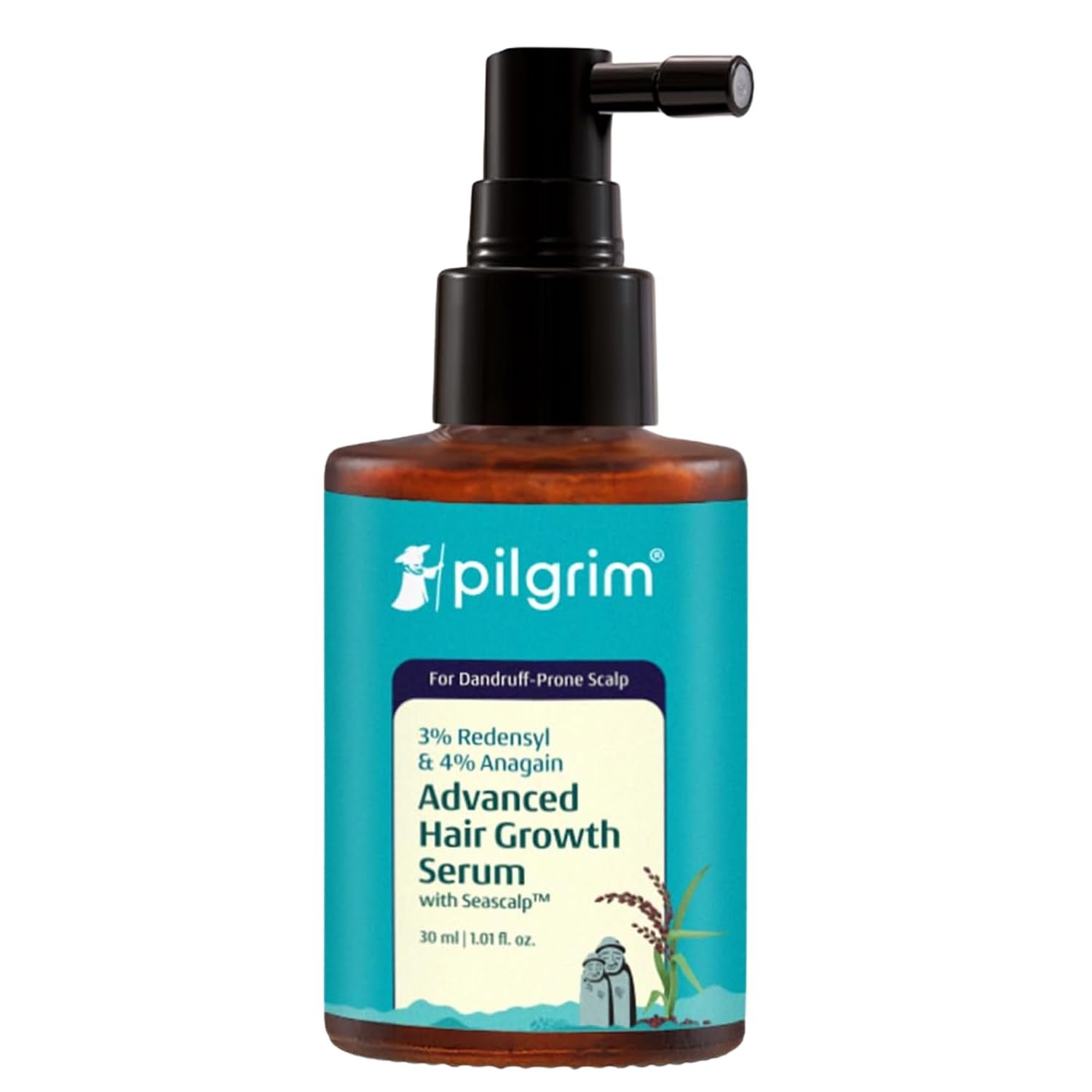 Pilgrim Advanced Hair Growth Serum for Dandruff Prone Scalp - 30ml New Hair Growth in 28 Days, Controls Dandruff, Korean Black Rice, Reduces Hair Fall, Thicker Hair, Stimulate Hair Regrowth