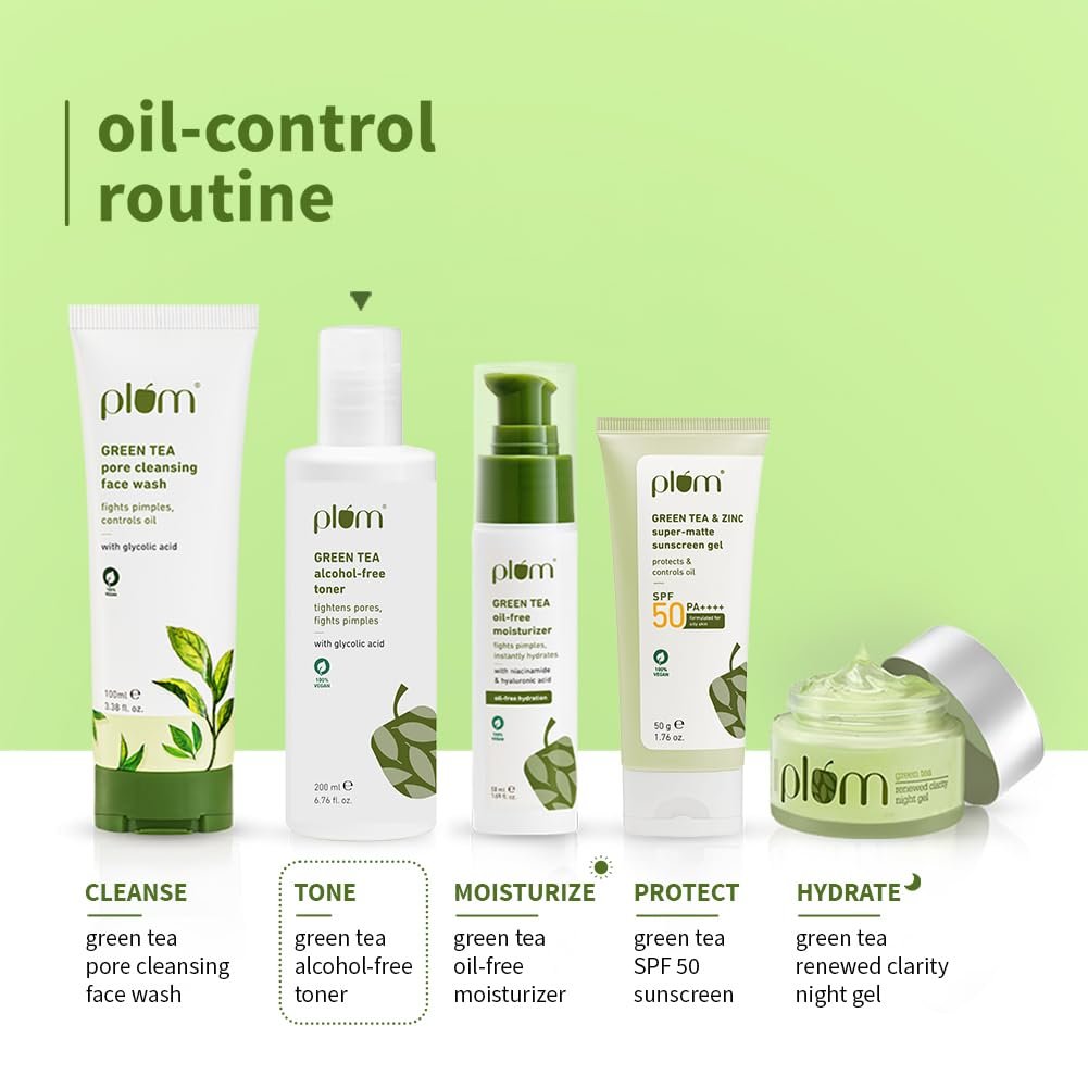 Plum Green Tea Face Toner For Oily, Acne-Prone Skin | With Glycolic Acid | Alcohol-Free | Fights Pimples | Tightens Pores | Controls Oil | Gently Exfoliates Dead Skin Cells | Women & Men | 2 thumbnail