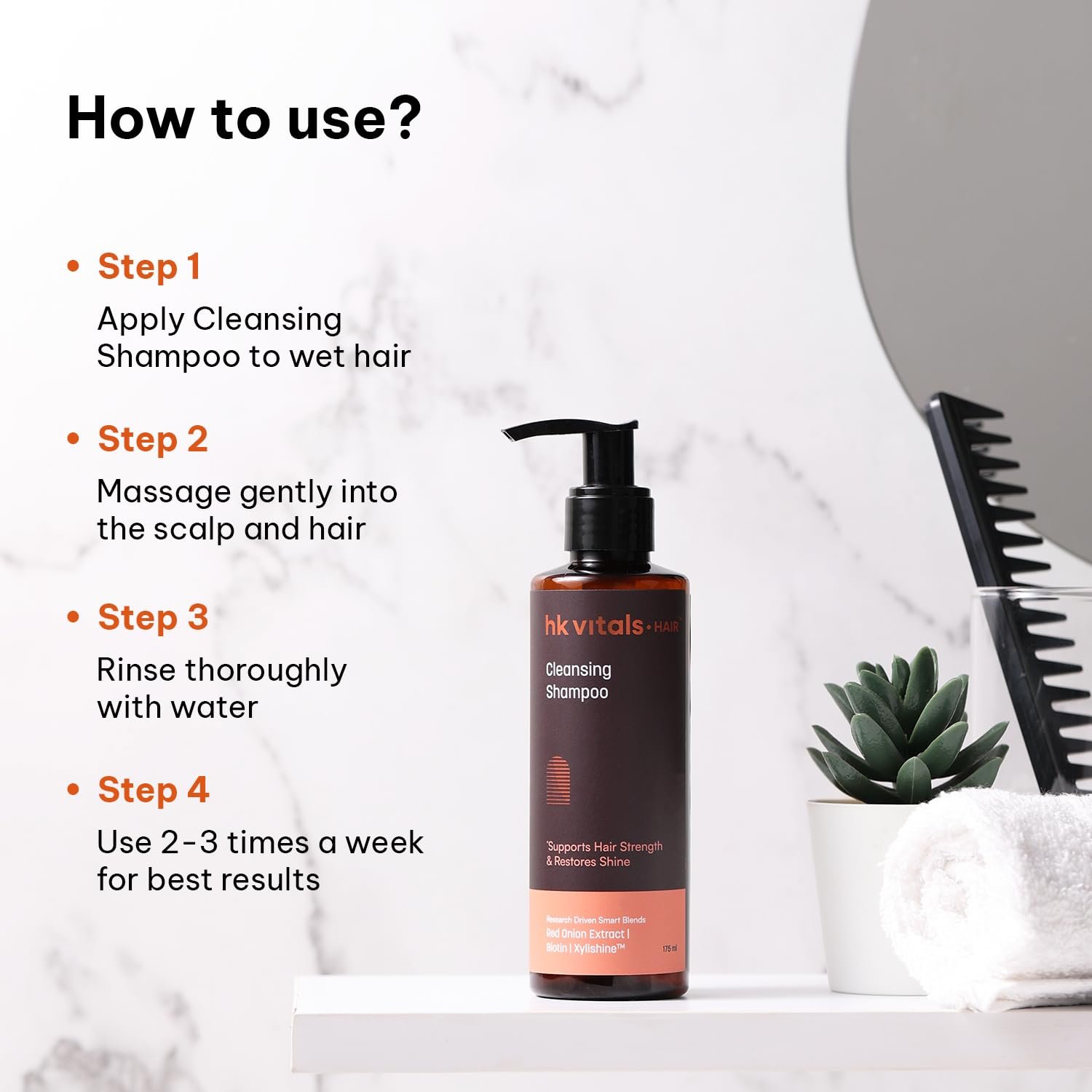 hk vitals Hair Cleansing Shampoo for Women & Men (175ml) | Supports Hair Strength & Restore Shine with Red Onion Extract | Biotin | Xylishine thumbnail
