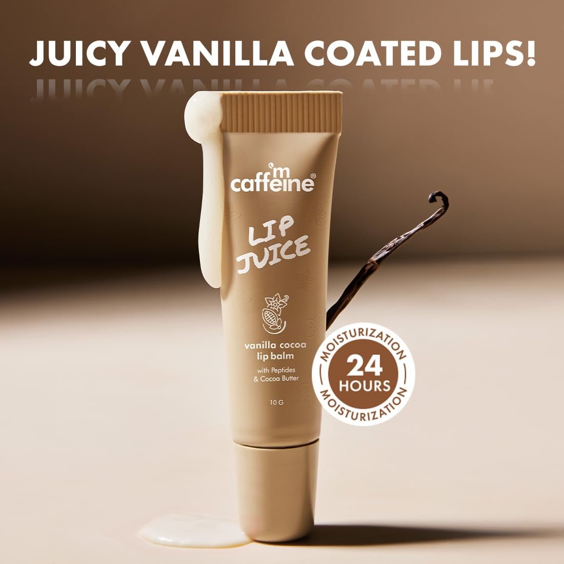 mCaffeine Lip Juice Vanilla Cocoa Lip Balm | 24 hrs Moisturization | Sweet Vanilla Flavor | With Peptides, Cocoa Butter & Vitamin E | Heals Dry & Chapped Lips | Lip Balm For Men & Women - 10 thumbnail