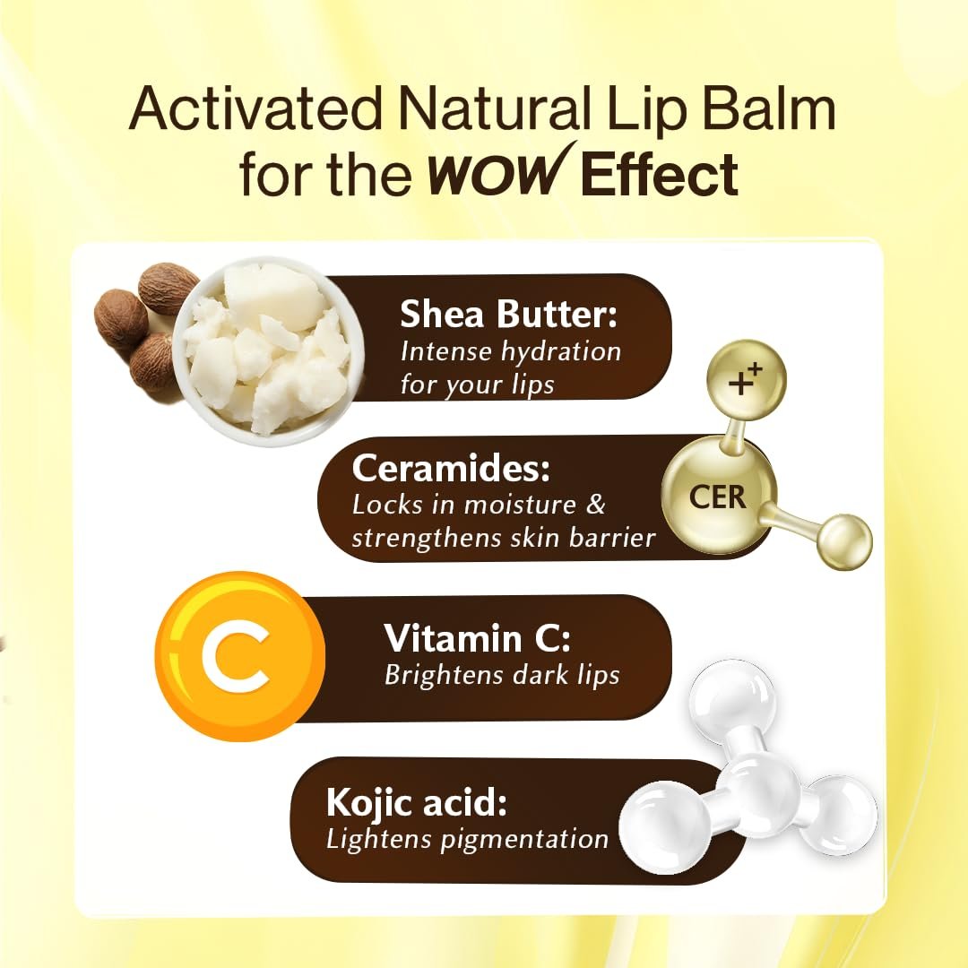 WOW Skin Science Shea Butter & Ceramides Repairing Lip Balm With Spf 50 Brightening Lip Balm For Pigmentation | With Vitamin C & Kojic Acid | 4G Brown thumbnail