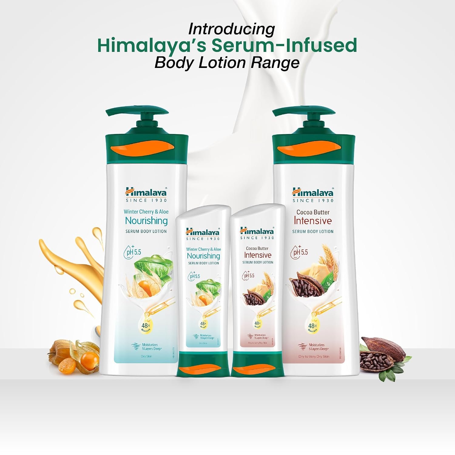 Himalaya Cocoa Butter Intensive Serum Body Lotion 400ml | 48 H Moisturization | pH 5.5 | With Cocoa Butter & Wheat Germ Oil Extracts| For Dry Skin thumbnail