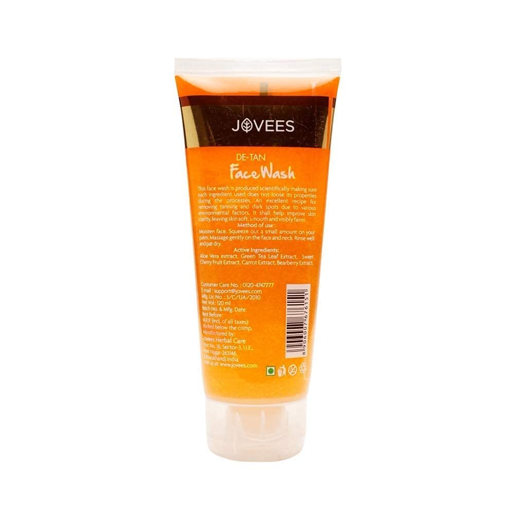 Jovees Herbal Detan Facewash For Glowing and Clear Skin With Liquorice & bearberry Ext. | Gentle Cleanser For Brighten, Even Tone and Hydrates | Suitable for All - 120ml thumbnail