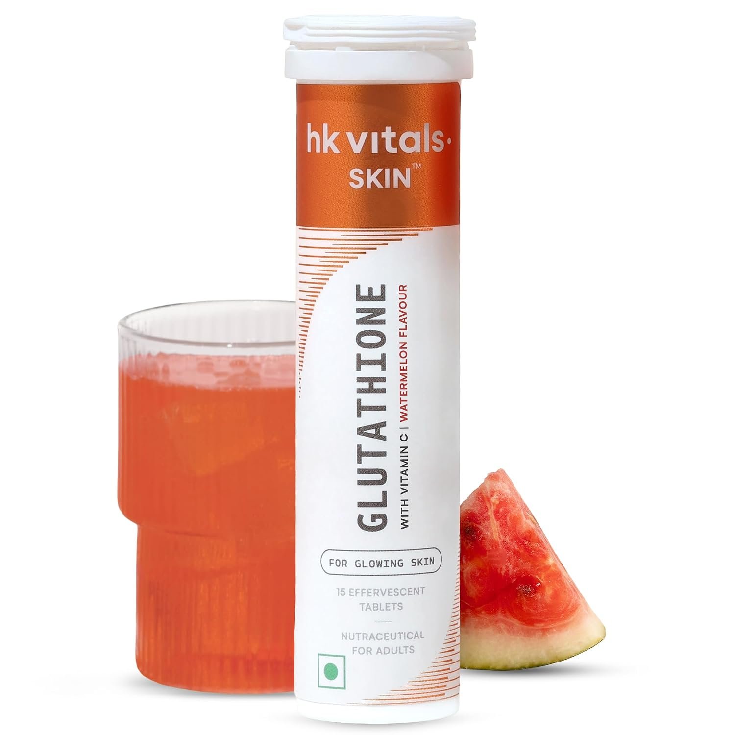 hk vitals Glutathione, Watermelon, 15 Effervescent Tablets L-Glutathione with Vitamin C & E | For Skin Glow & Hydration thumbnail