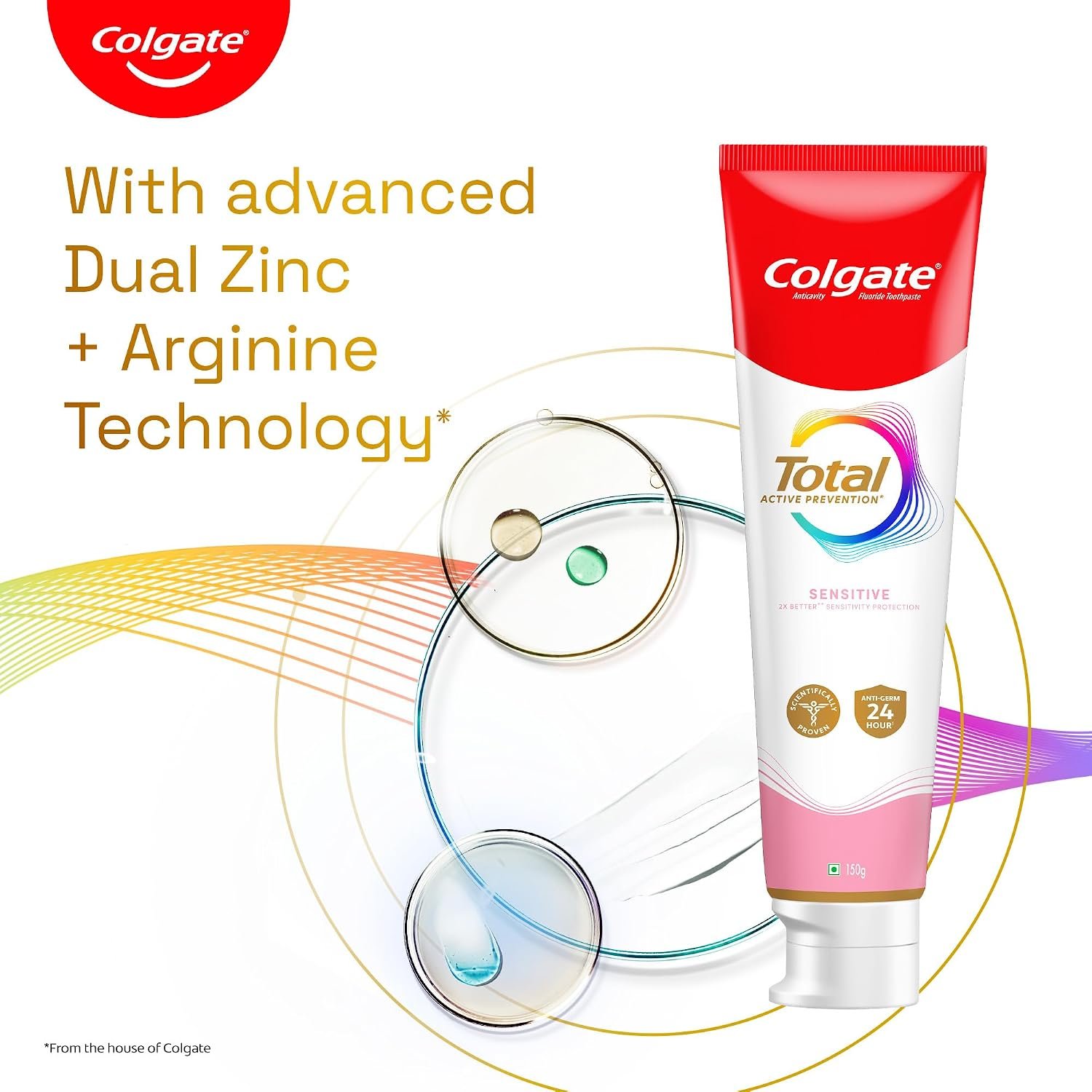 Colgate Total Sensitive 150gm Toothpaste, Antibacterial and Enamel Protection, Whole Mouth Health, World's No. 1* Germ-fighting Toothpaste thumbnail
