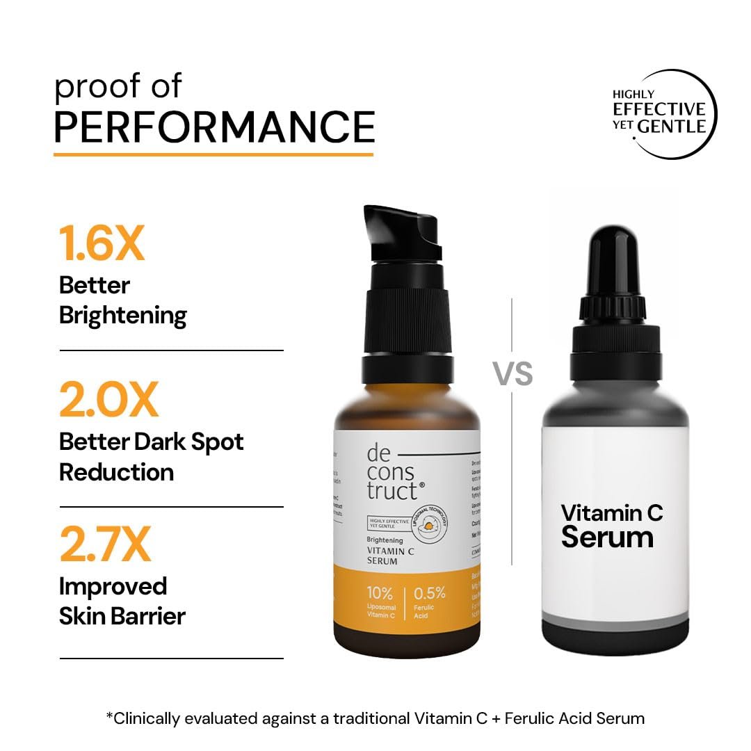 Deconstruct 10% Vitamin C Serum for Brightening| Powered by Liposomal Technology for Visible Glowing Skin|Targets Dull & Uneven Skin Tone |For Oily Skin| 30ML thumbnail