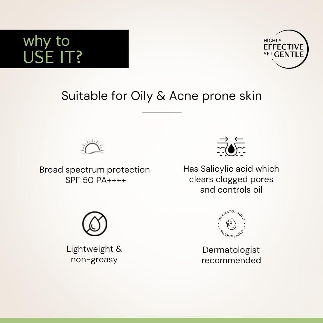 Deconstruct 2% Salicylic Acid Sunscreen SPF 50 PA++++ | Sunscreen for acne prone skin, oily, dry and combination | Unclogs Pores | Controls Excess Oil | Matte Finish | 50g thumbnail