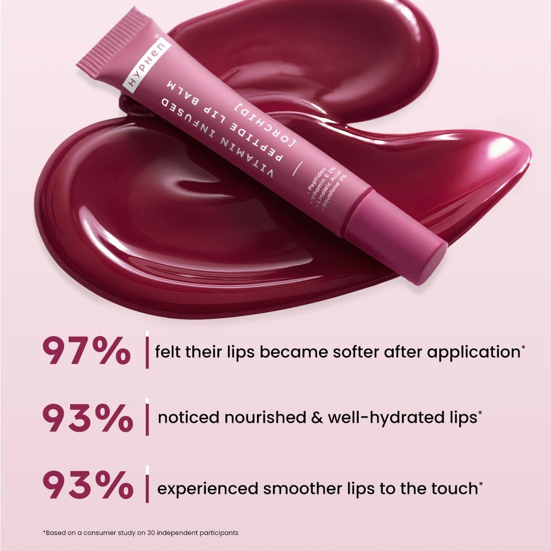 Hyphen Tinted Lip Balm | Brightens & Reduces Dark Lips & Pigmentation | 1% Vitamin E, Peptide & 2% Squalane | Winter Lip Care | Orchid (Mauve Shade)- 10g thumbnail