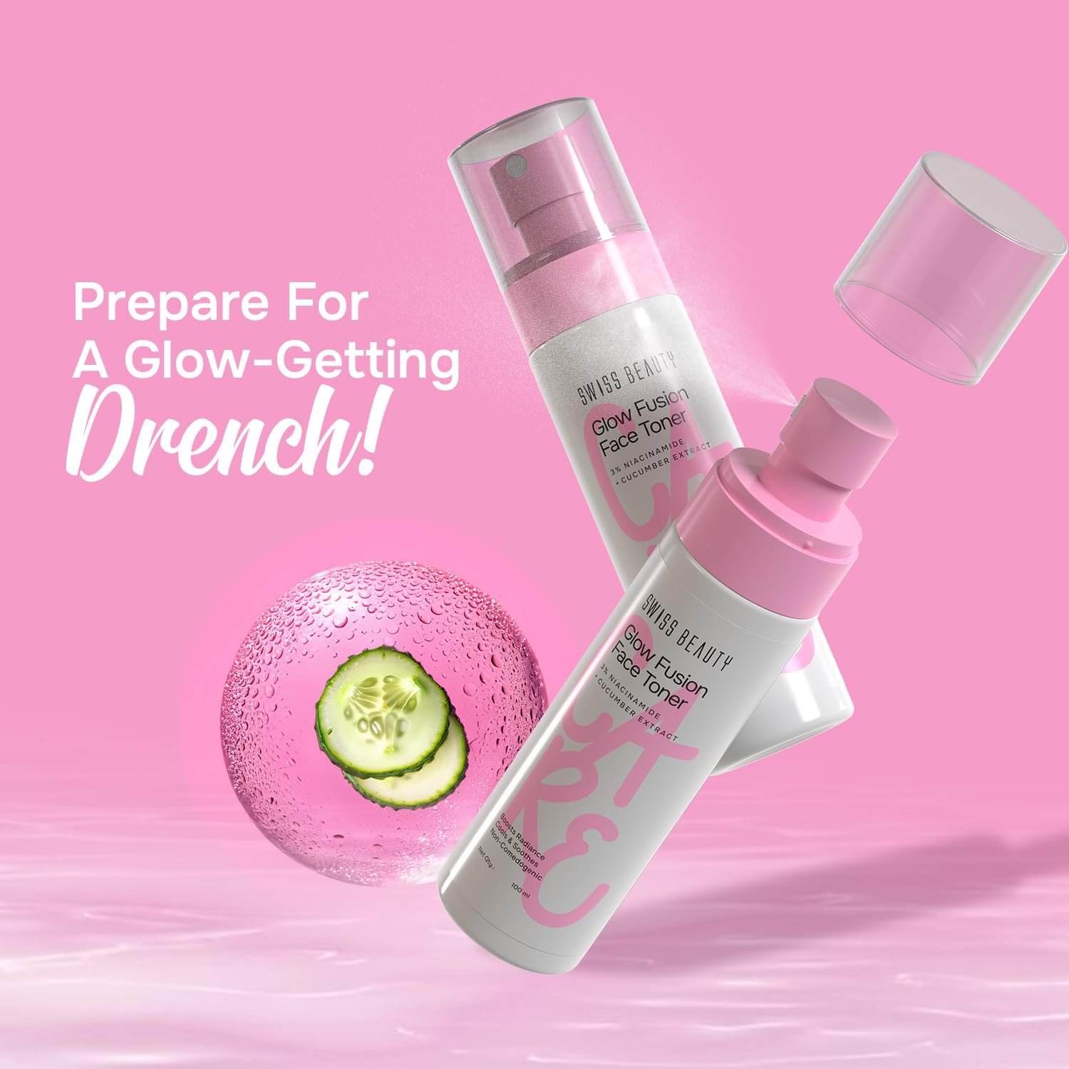 Swiss Beauty Care Glow Fusion Face Toner | Hydrating & Soothing | 3% Niacinamide & Cucumber Extract | Refreshing | 100ml thumbnail