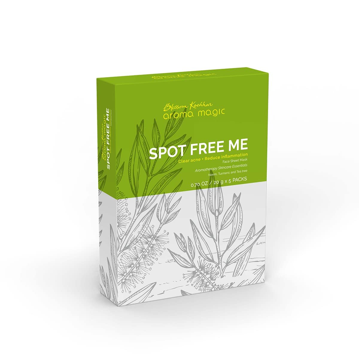 Aroma Magic Spot Free Me Sheet Mask | Controls acne, soothes eruptions, purifies & fades scars with Lavender & tea tree essential oils, neem extracts, vitamin A (retinol) | All Skin