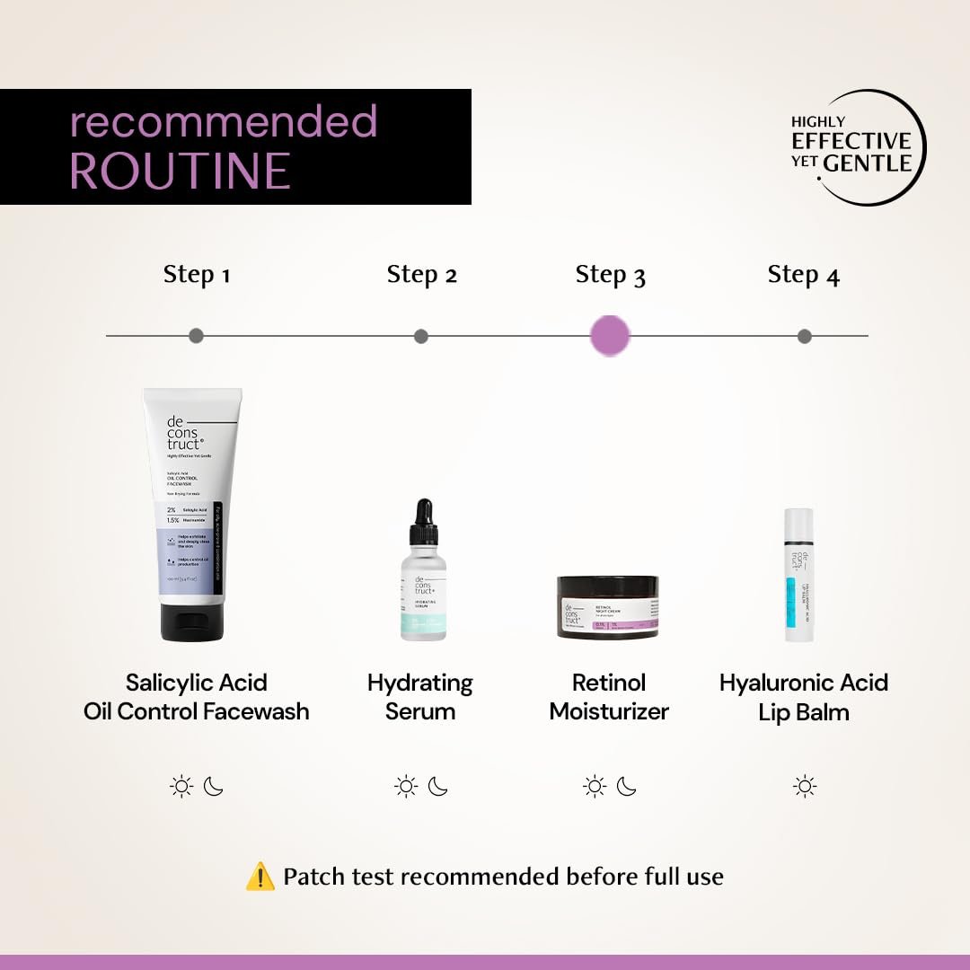 Deconstruct 0.1% Retinol Night Cream with 1% Beta-Glucan Complex | Beginner Friendly | Anti-Aging Night Cream for Fine Lines and Wrinkles | For Women & Men | 50 gm thumbnail