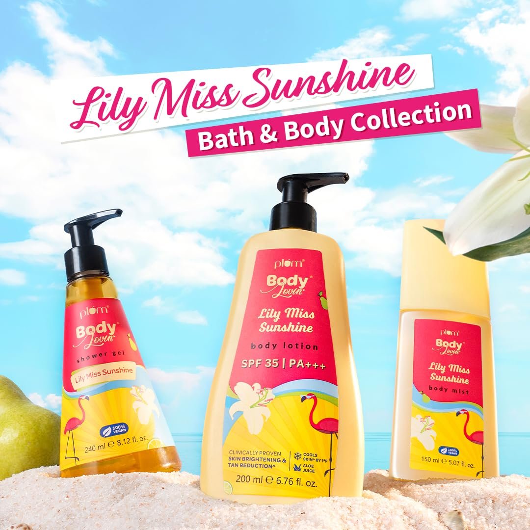 Plum BodyLovin' Lily Miss Sunshine Shower Gel | SLS Free Body Wash For Women | Long Lasting Fresh Fruity-Floral Fragrance | Aloe-Infused Nourishing Body Cleanser For Soft & Smooth Skin | 240 thumbnail