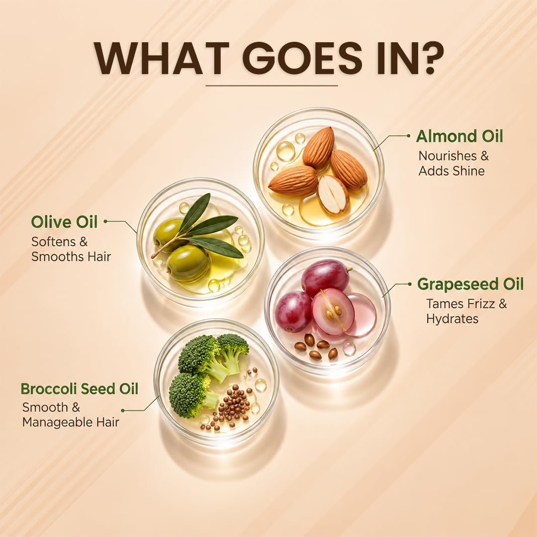 Jovees Herbal Hair Serum for Dry & Damaged Hair | 72H Frizz Control & Heat Protection | 2X Smoother, Shinier Hair with Grape Seed & Almond Oil | Lightweight & Non-Sticky Formula | 60ml thumbnail