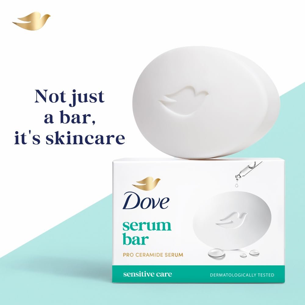 Dove Serum Bar with Pro-Ceramide Serum | Sensitive Care Beauty Bar for Gentle Cleansing & Nourishment | 125g x 3 (375g) thumbnail